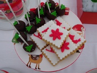 cake pops σοκολάτας και χριστουγεννιάτικα μπισκότα βουτύρου με χιονονιφάδα