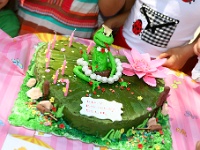 παιδική τούρτα βάτραχος σε νούφαρο