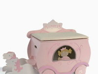ξΞύλινο κουτί βάπτισης  ροζ άμαξα σκαμπώ πριγκήπισσα